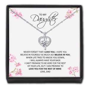 Dochterketting - sieraden met kristallen hart in doos - gepersonaliseerde kaart cadeau voor dochter van vader vader - aandenken verjaardag afstuderen