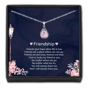 Gift for Best Friends - Friendship Knot Crystal Pendant Necklace - Personalised Heart Card Boxed Keepsake Birthday Sisters Mother & Daughter