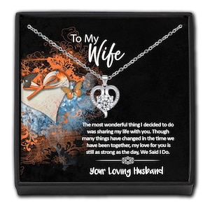 To My Wife-hartketting Gepersonaliseerde berichtkaart en geschenkdoos - cadeau voor haar liefde van echtgenoot - aandenken verjaardagscadeau