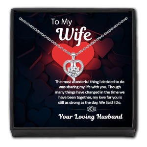 To My Wife Love Heart Crystal-ketting - gepersonaliseerde kaart in doos aandenken Verjaardag romantische echtgenoot echtgenote cadeau voor vrouwen