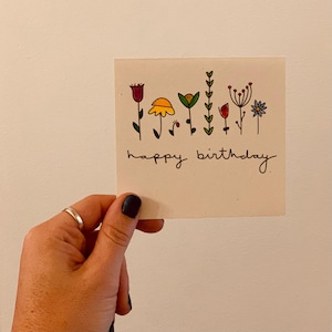 cartões de flores silvestres desenhados à mão e coloridos com envelopes coloridos. Variedade de saudações, cartões em branco e mini também!