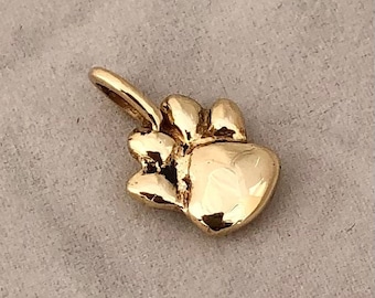 Custom Paw Print Pendant Necklace - Luscious & Plump 3D Pet Memento- 14k Solid Gold Sleek Smooth Finish