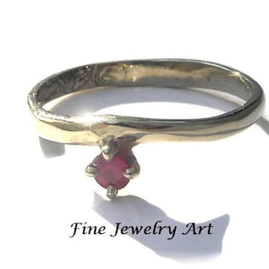 SALE Handmade Simple Thin 14k White Gold Ruby Ring Le Petite Original Art Jewelry Design Natural Red Gemstone July Birthstone Ring image 1