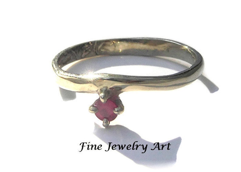 SALE Handmade Simple Thin 14k White Gold Ruby Ring Le Petite Original Art Jewelry Design Natural Red Gemstone July Birthstone Ring image 1