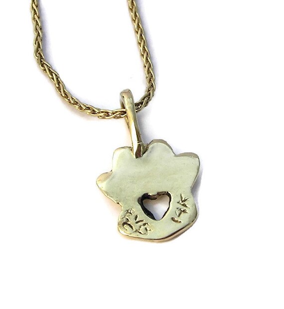 14kt Yellow Gold Slanted Heart W/Cut Out Paw Adj Necklace 14kt Yellow Gold Slanted Heart W/Cut Out Paw Adj Necklace