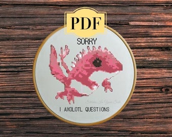 Patrón de punto de cruz de preguntas sobre axolotl