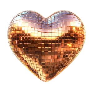 Bola de discoteca em forma de coração - Conjunto digital (112 imagens de bolas de discoteca em forma de coração em várias cores)