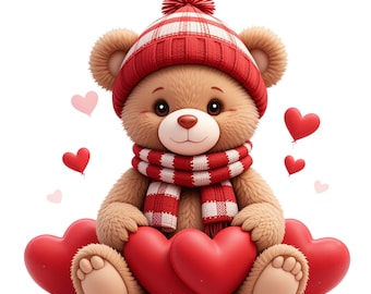 Valentijnsdag teddybeer clipart – 50 png-afbeeldingen (digitale download)