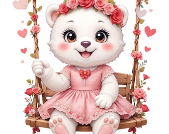 Valentine's Teddy Bear Girl Clipart – 59 PNG Images (Digital Download)