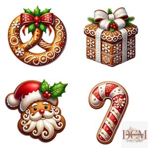 Christmas Gingerbread Cookies - Digital Images Clipart Set (64 Images)