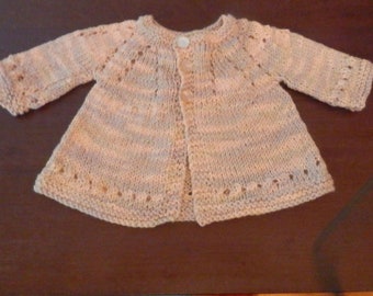 Hand Knit Baby Sacque/Sweater - 0- 3 Mo