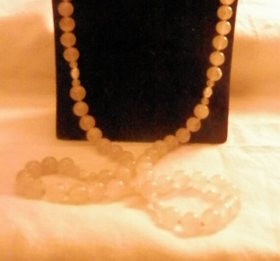 Rose Quartz & Fresh Water Pearl Necklace Vintage/… - image 7