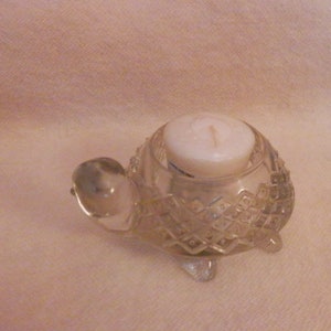 Avon Vintage Cut Glass Turtle Votive Candle Holder w/ Unopened Yankee Candle Angels Wings&quot; Votive