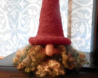 Wine Topper - Felted 100% Wool  - Gnome - Earth Friendly Gift