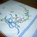 Stunning Expertly Embroidered Bullion Stitch Floral Linen Guest Towel Hemstitch & Two Huck End Bands
