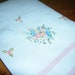 Stunning Expertly Embroidered Bullion Stitch Floral Linen Guest Towel Hemstitch & Two Huck End Bands