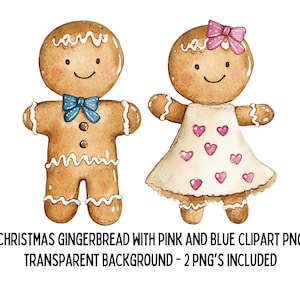 Pequeño niño y niña de galletas de jengibre con rosa y azul para revelar el género - 2 imágenes PNG, Baby Shower de Navidad de invierno PNG clipart