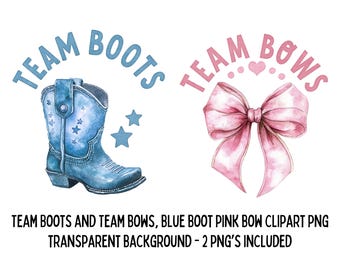 Team Boots and Team Bows, blue boot and pink bow PNG - 2 PNG clipart, for boots or bows gender reveal baby shower