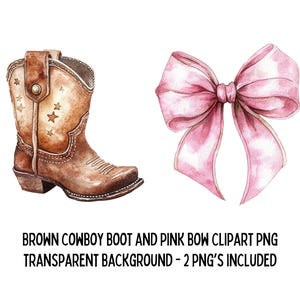 Stivali da cowboy marroni e fiocco rosa PNG - 2 clipart PNG, per stivali o fiocchi rivelazione del sesso del bambino