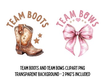 Team Boots and Team Bows, brown boot and pink bow PNG - 2 PNG clipart, for boots or bows gender reveal baby shower