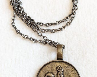 Vintage Rooster Medal Pendant Necklace | 1923 European Farm Token