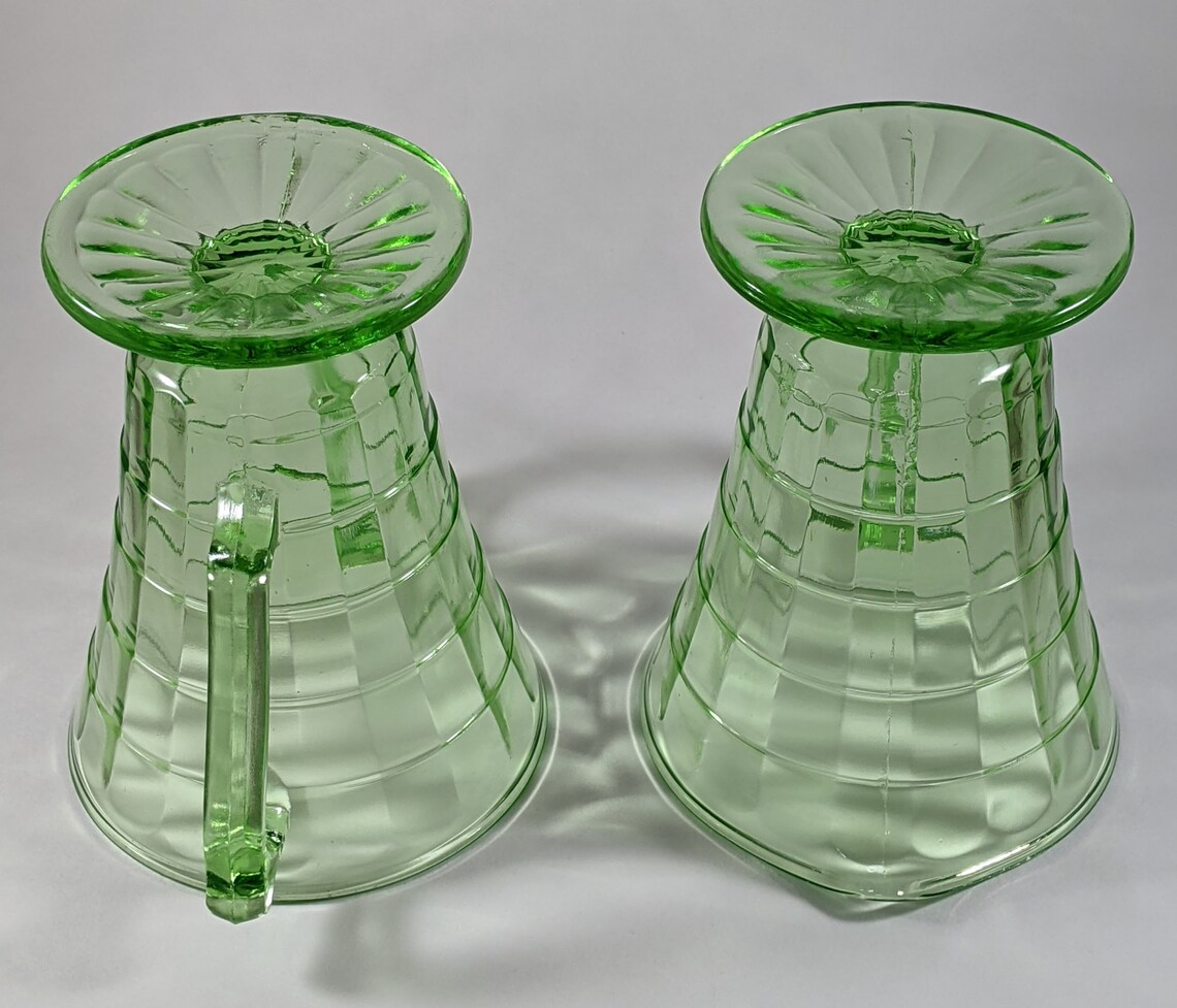 Green Depression Glass Anchor Hocking Creamer and Sugar Etsy