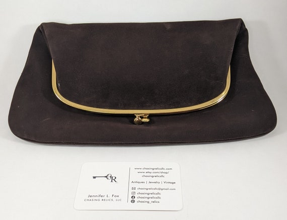 Brown Envelope Bag, Fold Over Clutch, Coblentz Su… - image 5