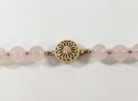 Long Rose Quartz and Cloisonne Style Ceramic Bead… - image 4