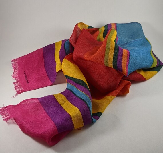 Long Vintage Rainbow Striped Scarf, Liz Claiborne… - image 9