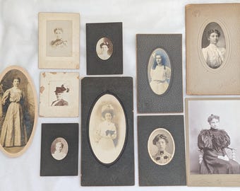 Antique Women Portrait Photos | Victorian Edwardian Cabinet Cards, Ephemera Lot