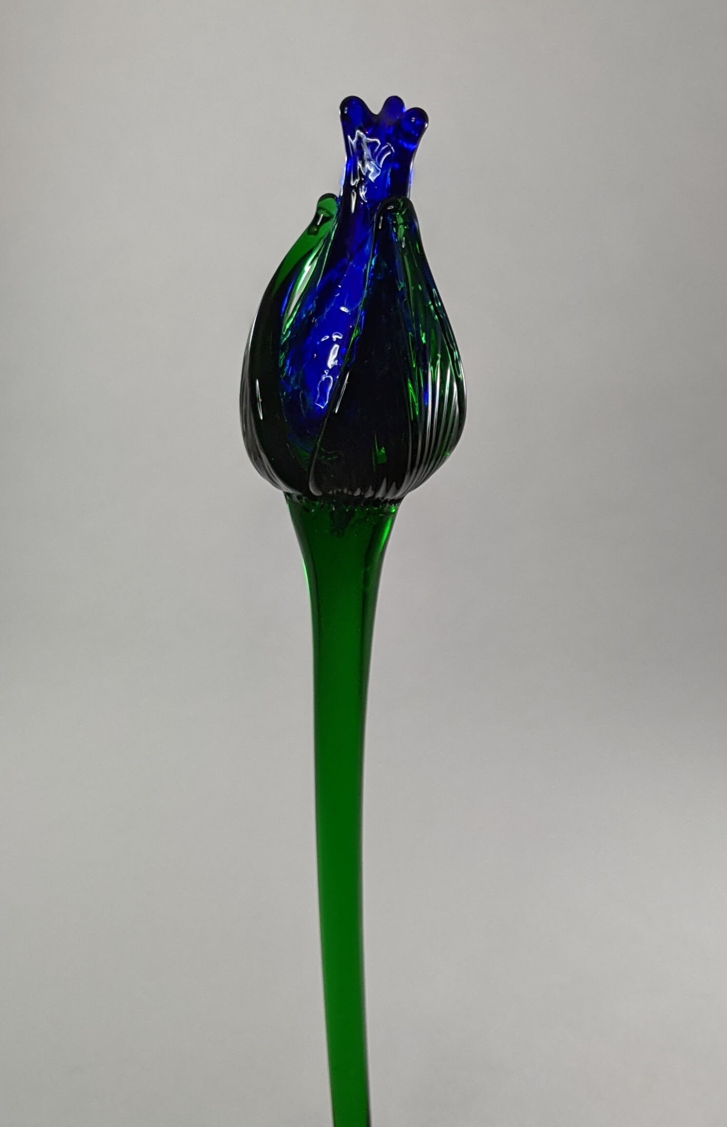 Blue Glass Flower Hand Blown Art Garden Sculpture Perpetual Etsy