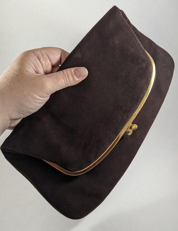 Brown Envelope Bag, Fold Over Clutch, Coblentz Su… - image 9