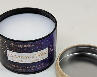 Lavender Chamomile Coco-Soy Wickless Candle: Sacred Sleep Aromatherapy