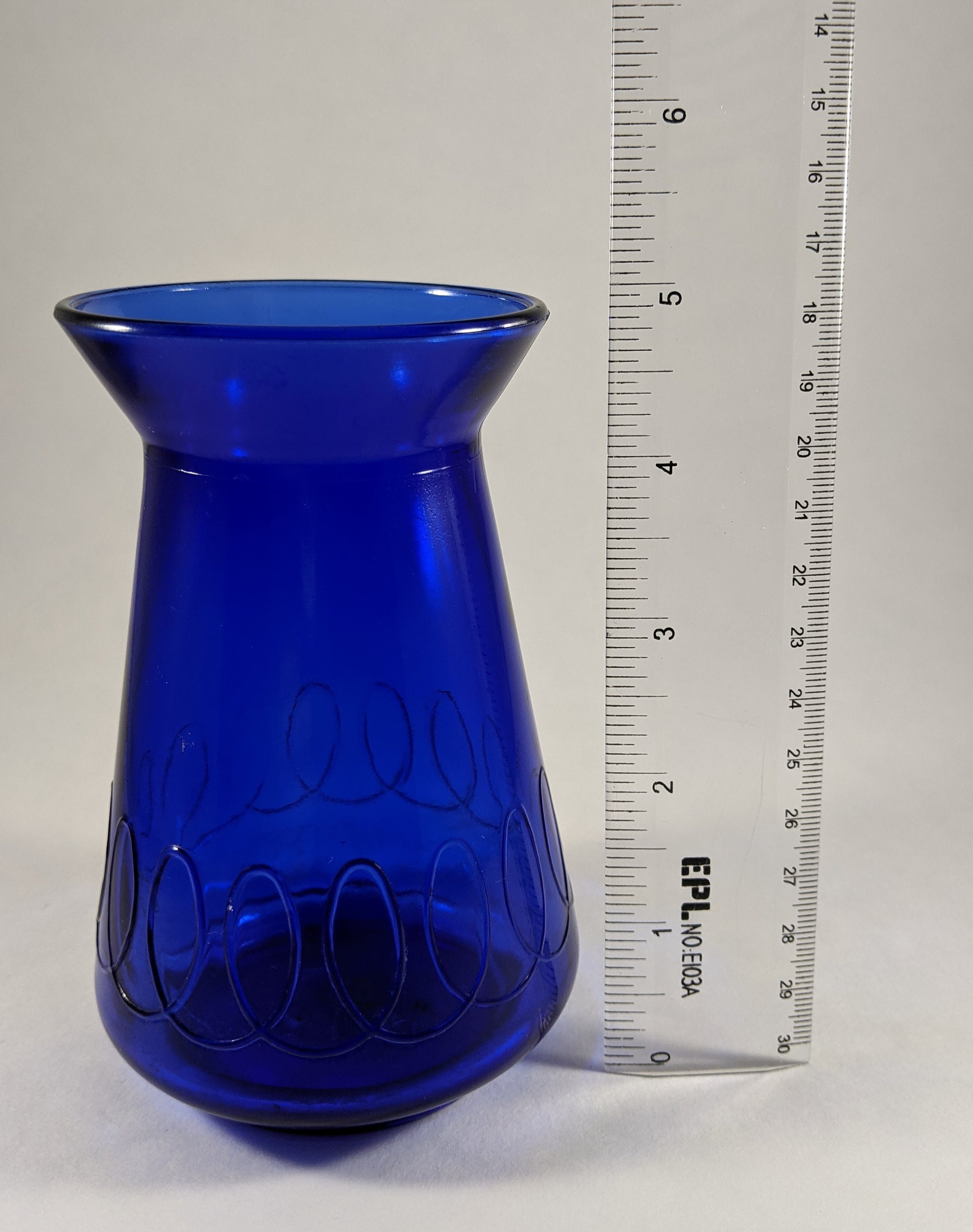 Vintage Cobalt Vase Small Dark Blue Vase with Line Pattern Etsy