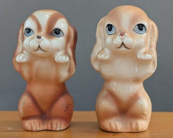 Vintage Cocker Spaniel Salt & Pepper Shakers | Mid-Century Japan Ceramic Dogs