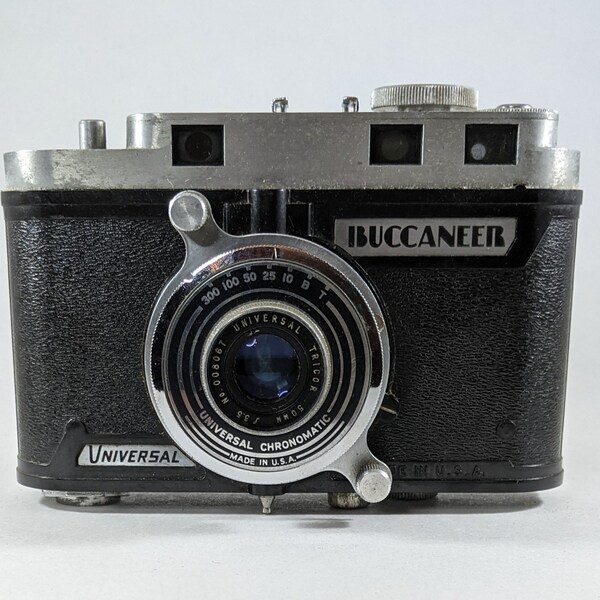 Vintage Camera, Buccaneer by Universal, 50mm Film, Tricolor Lens, Chronomatic Shutter, Made in USA