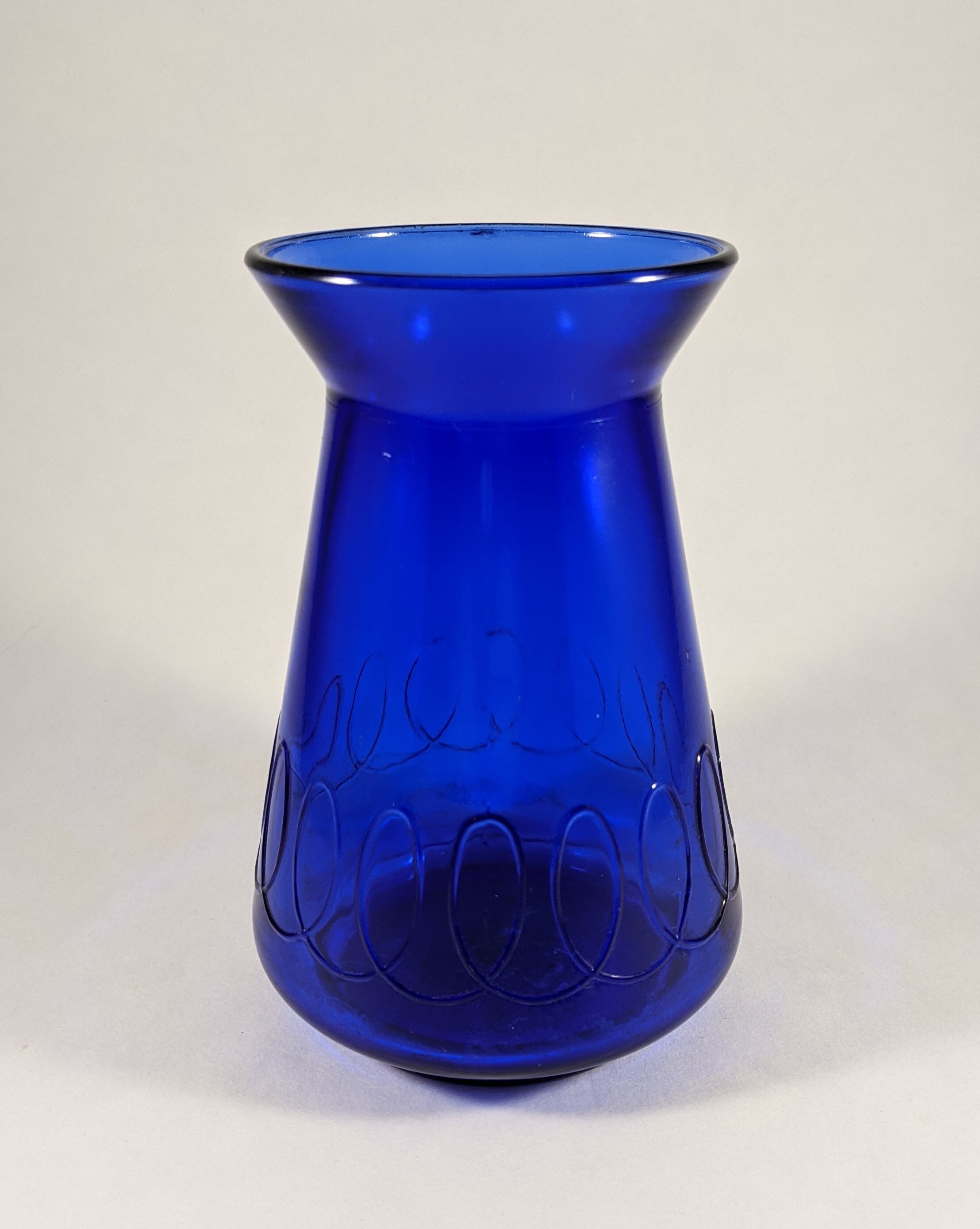 Vintage Cobalt Vase Small Dark Blue Vase with Line Pattern Etsy