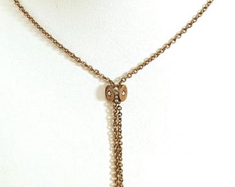 Antique Gold Filled Watch Fob Slider Necklace | Seed Pearl Opal Charm H&H Jewelry