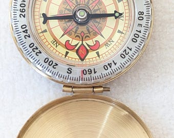 Vintage Brass Pocket Compass – Hinged Nautical Navigation Tool