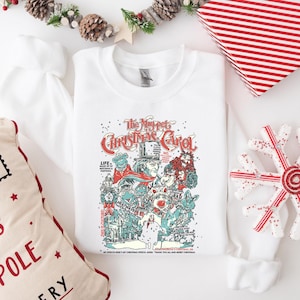 Retro 90s Muppet Christmas Carol Sweatshirt | Kermit, Gonzo & Miss Piggy Xmas Tee | Mickey&#39;s Very Merry Christmas Party 2024