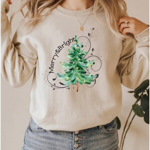 Merry and Bright Sweatshirt, Christmas Sweatshirt, Family Christmas Sweatshirt, Christmas Sweatshirts for Women, Merry Christmas Sweatshirt