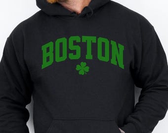 Sweat à capuche Boston Shamrock : vêtements unisexes pour la Saint-Patrick