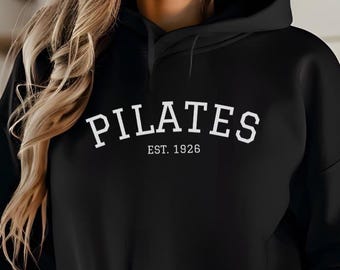 Sudadera vintage de pilates: diseño arqueado, sudadera de forro polar acogedora