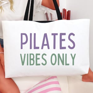 Pilates Weekender Tote Bag Large White Pilates Gym Bag Funny Pilates Gift Reformer Studio Tote Pilates class bag Gift for Pilates Instructor