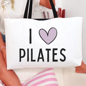 Pilates Love Tote, I Heart Pilates Weekender Tote Bag, Large Pilates Gym Bag, Funny Pilates Gift, Reformer Studio Tote, Pilates class gear