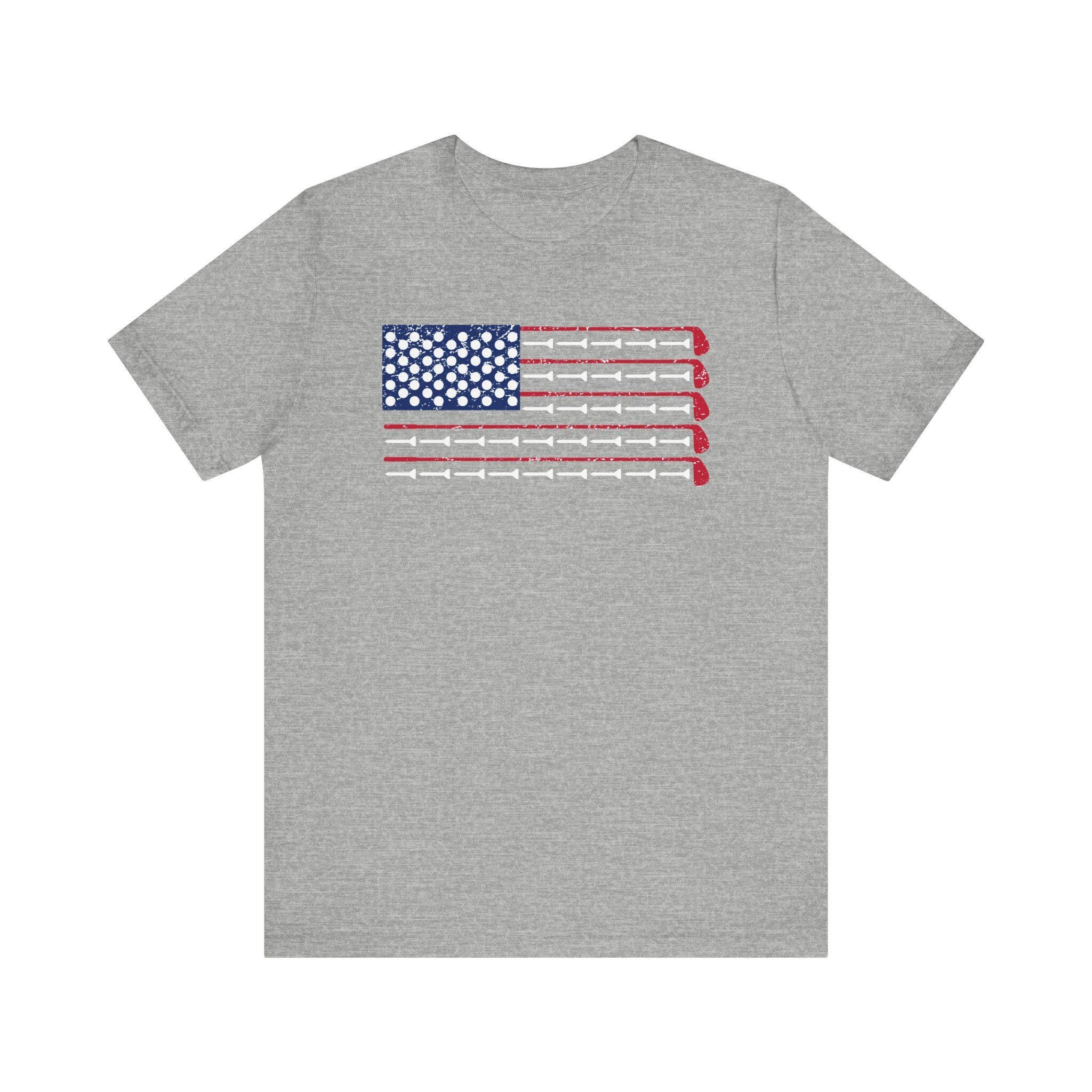 Golf Tshirt, fathers day gift, American flag golf shirt, 4th of july golf, independence day golf shirt, USA flag shirt, designed with clubs,