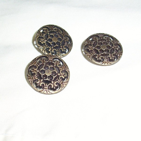 3-Brass Buttons - Fancy Worked