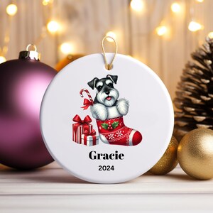 Schnauzer Ornament, Personalized Black & Silver Mini Schnauzer Christmas Ornament for Pet Lovers Holiday Gift