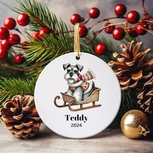 Schnauzer Ornament, Personalized Salt and Pepper Mini Schnauzer Christmas Ornament for Holiday Decor and Keepsake Gift