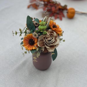 Fall Mason Jar Sola Wood Flower Arrangement – Rustic Autumn Centerpiece